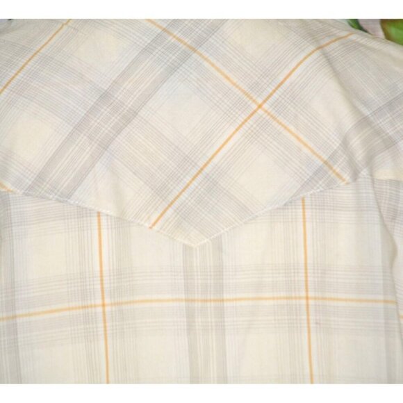 Bit & Bridle Western Shirt Tan Plaid Embroidered Floral Pearl Snaps Size XL - Picture 9 of 12